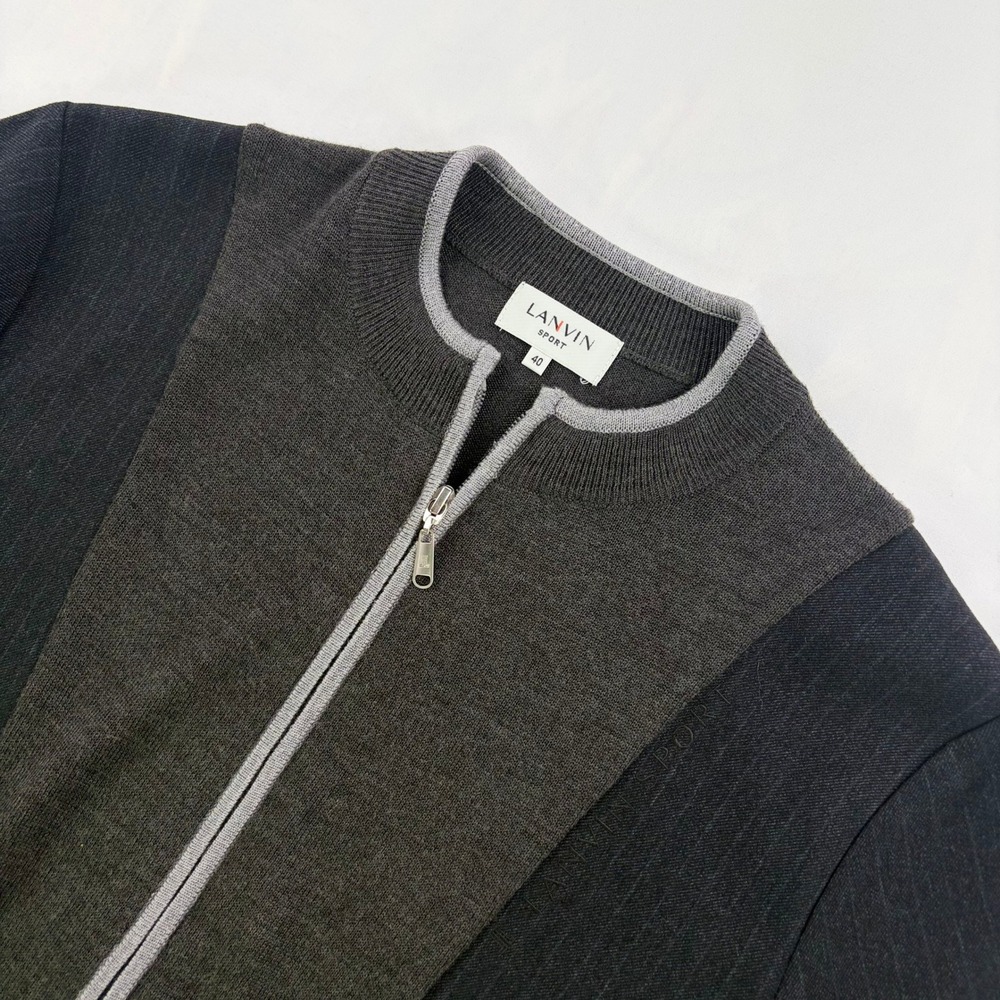Lanvin Sport VM14051A9 Full Zip Sweater Mens 40 Grey Wool Blend Mixed Media